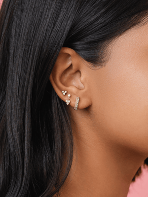 Trio Drop Diamond Dangle Earrings 14K