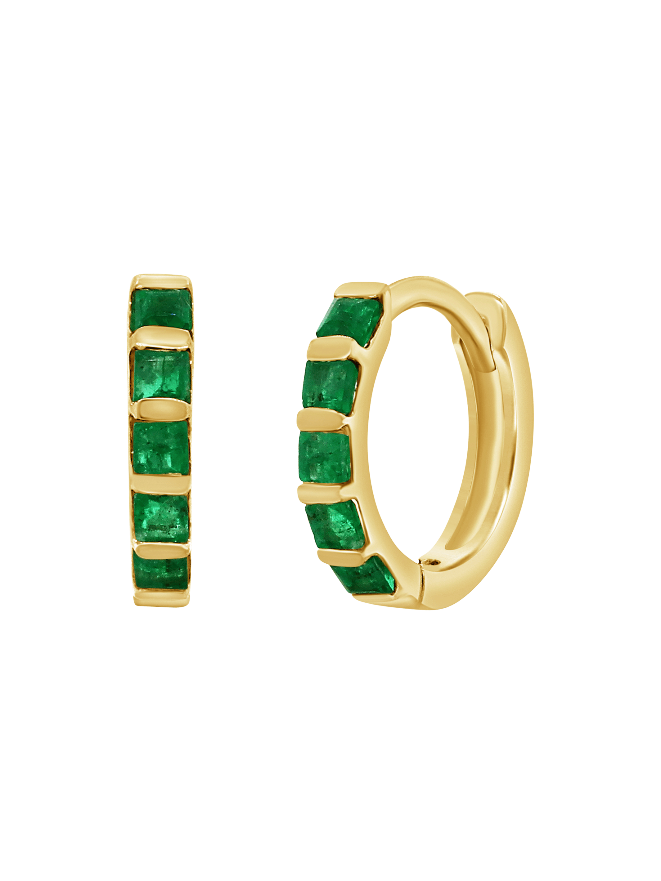 Erin Huggie Earrings - Emerald 14K