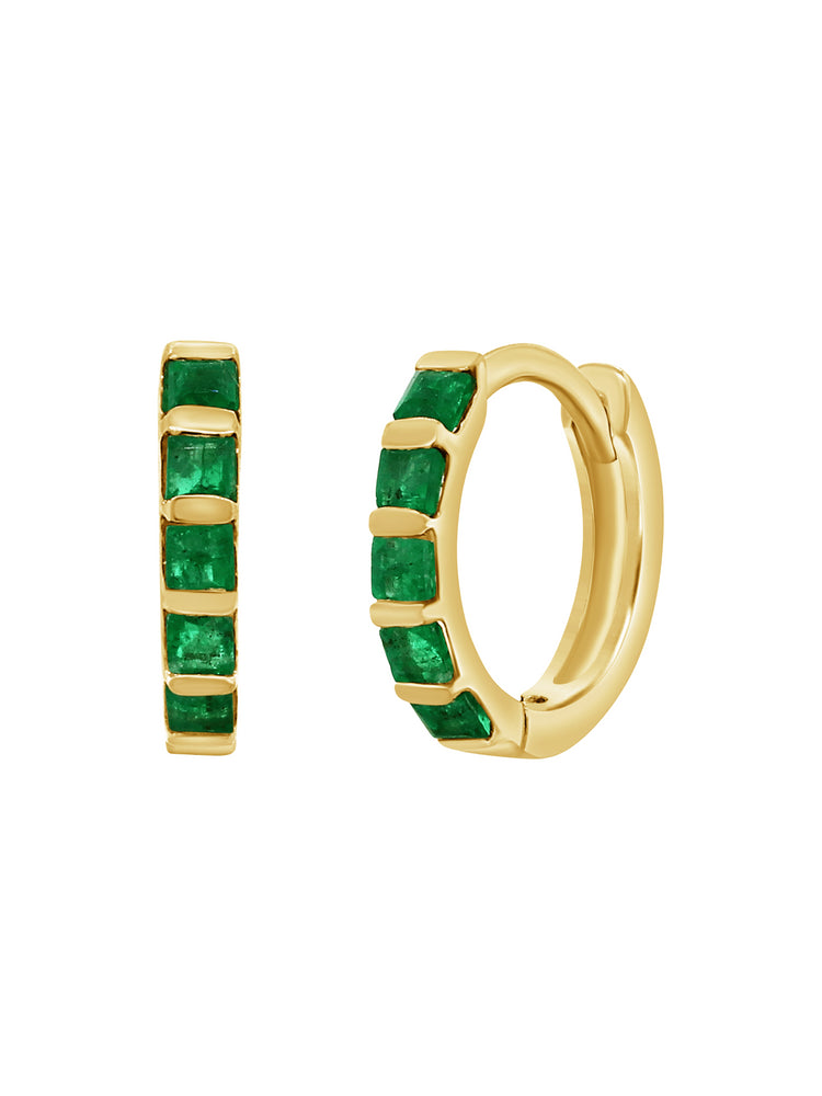 Erin Huggie Earrings - Emerald 14K