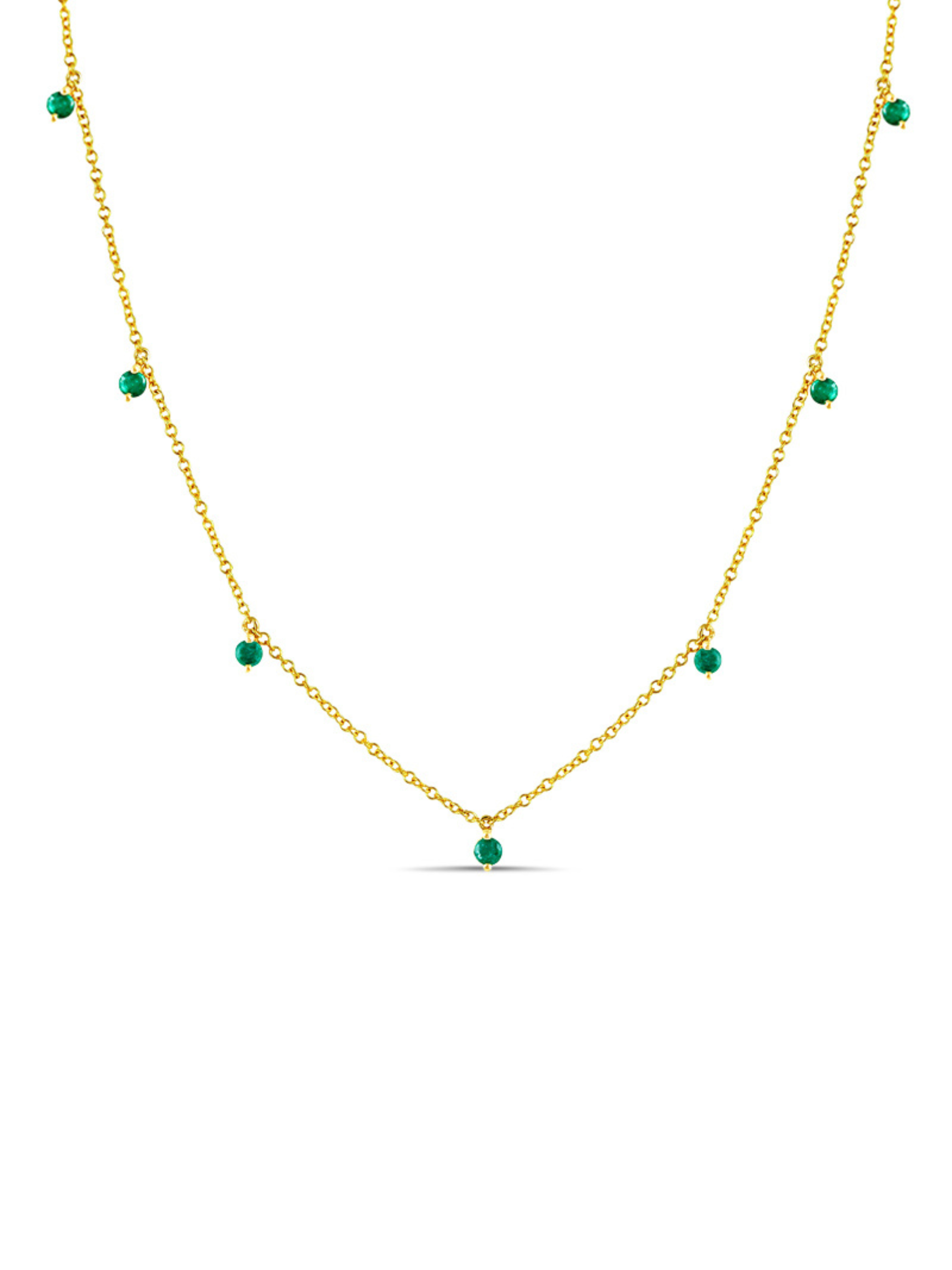 The Dot Layering Necklace - Emerald 14K