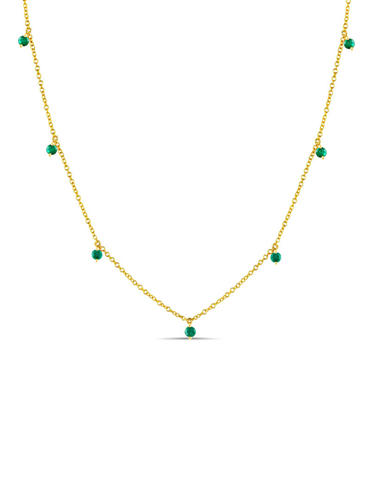 The Dot Layering Necklace - Emerald 14K