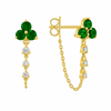 Tory Trio Chain Earrings - Emerald 14K