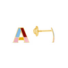 Kid Enamel Initial Stud Earrings 14K