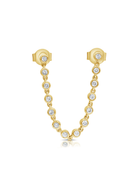 Endless Bezel Chain Double Stud Earring 14K