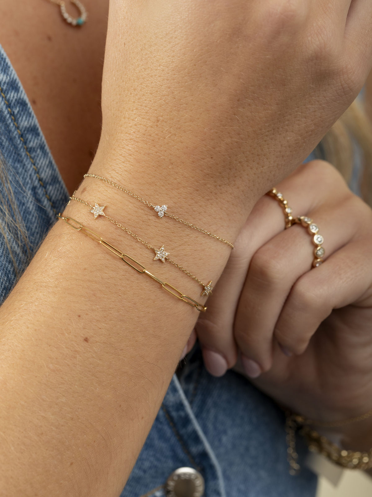 Tiny Trio Diamond Bracelet 14K