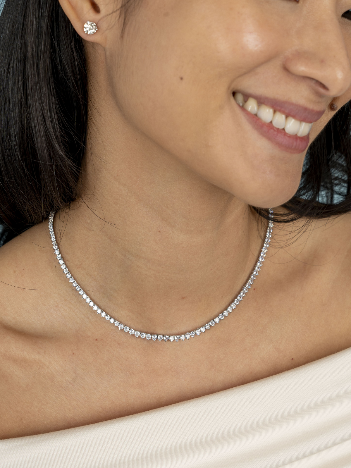 graduated cz tennis necklace