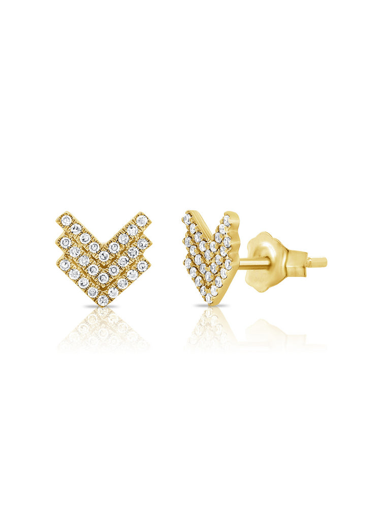 Vivian Diamond Chevron Stud Earring 14K