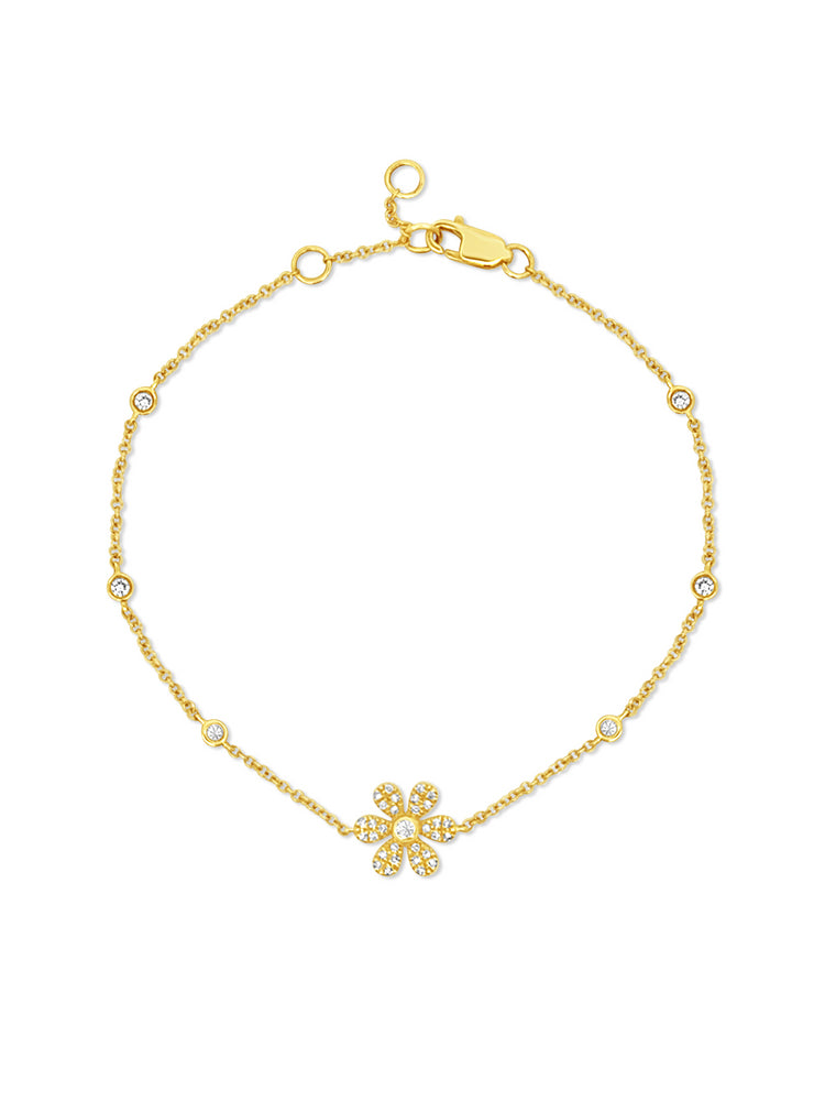 Isabelle Diamond Flower Bracelet 14K