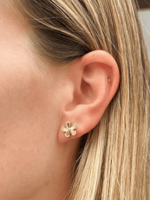 Maya Flower Stud Earrings 14K