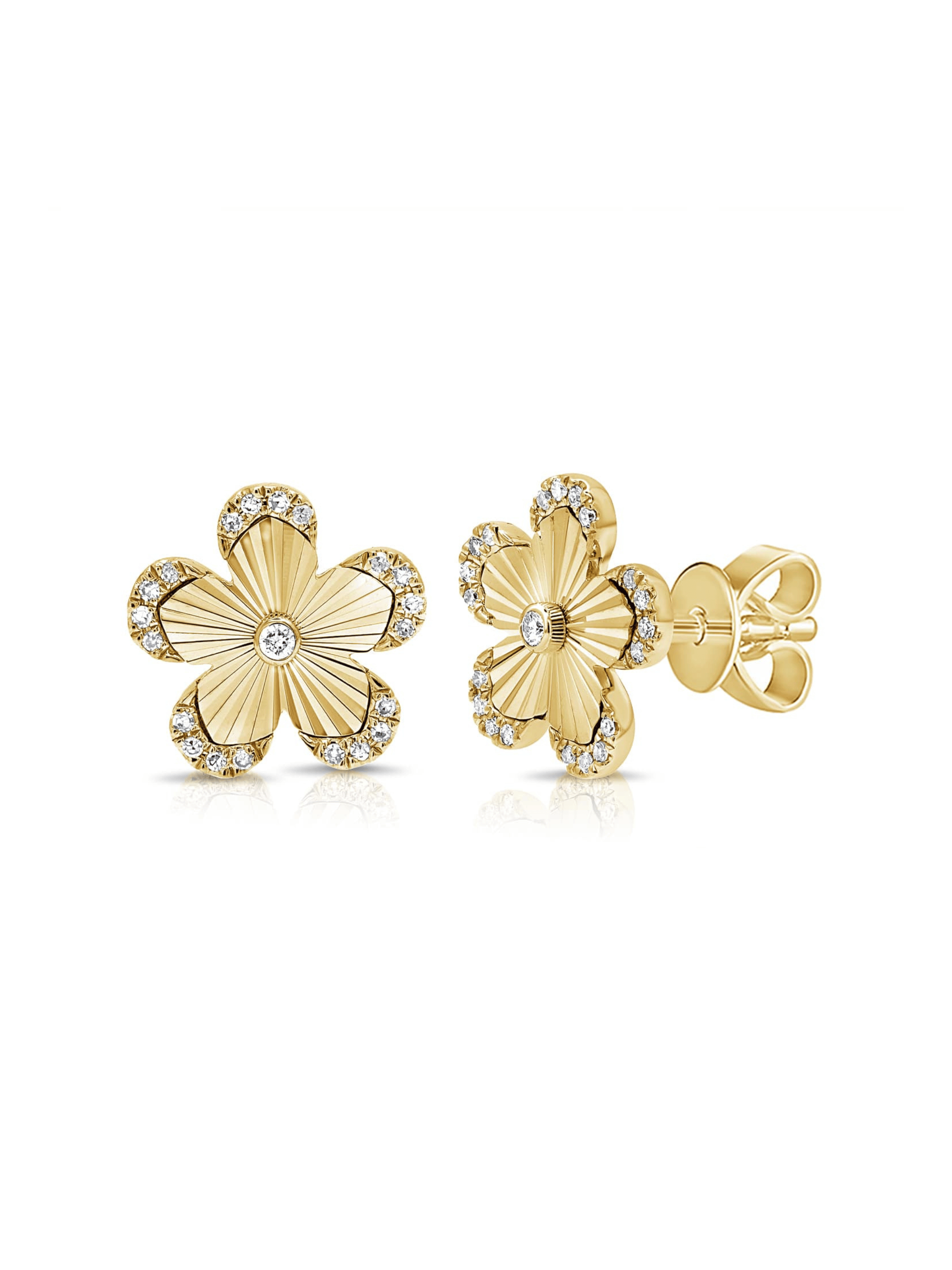 Maya Flower Stud Earrings 14K