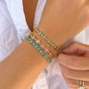 Flower Tennis Bracelet - Turquoise 14K