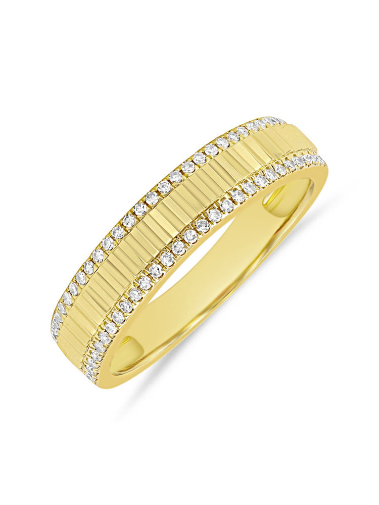 Halo Fluted and Diamond Ring - Halfway 14K