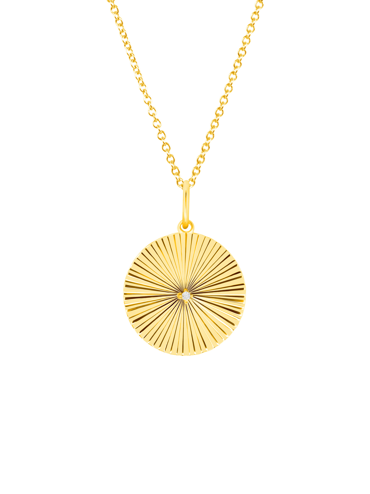 Fluted Disc Pendant Necklace 14K