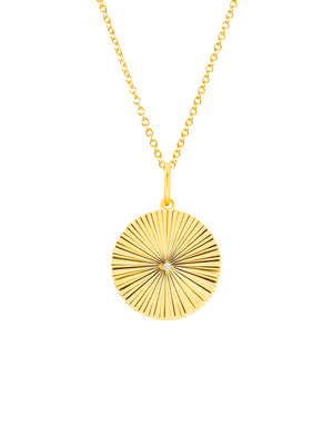 Fluted Disc Pendant Necklace 14K