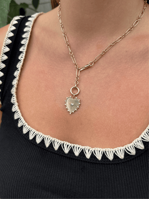 Fluted Heart Pendant Necklace 14K