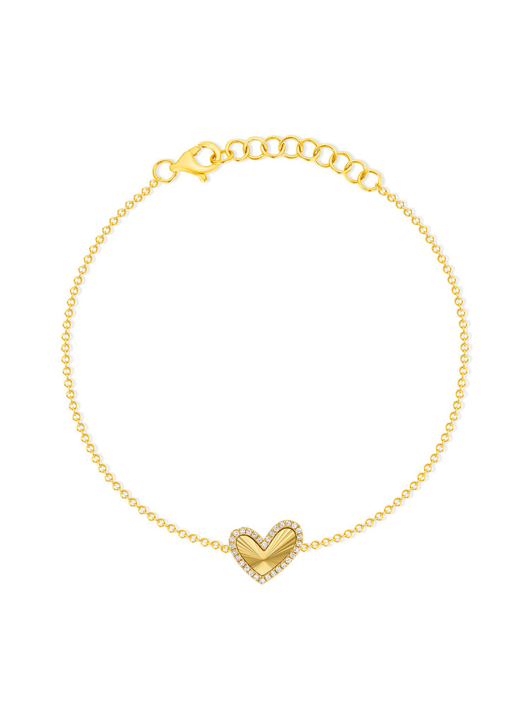 Hailey Heart Fluted Bracelet 14K