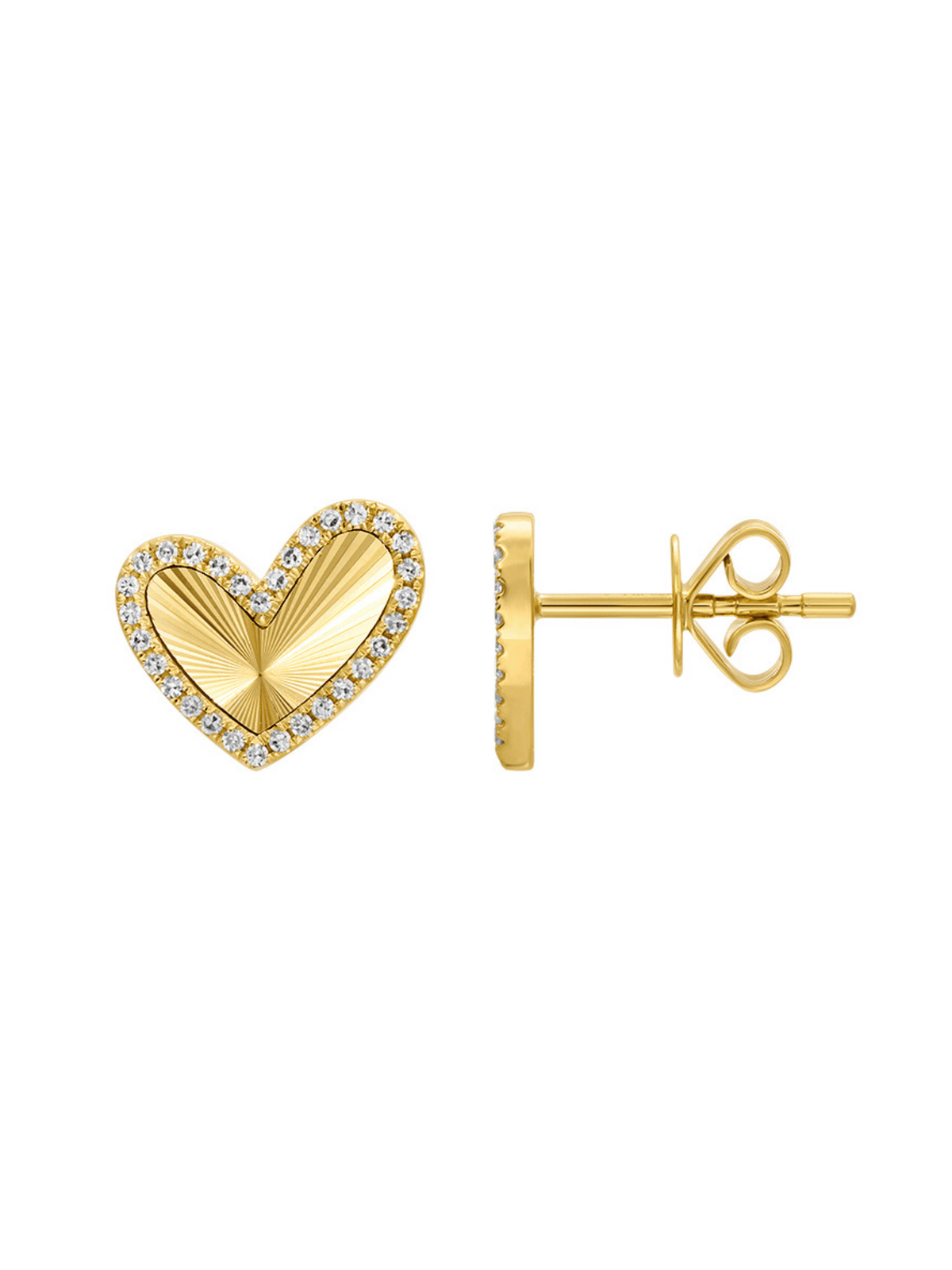 Hailey Heart Fluted Stud Earrings 14K