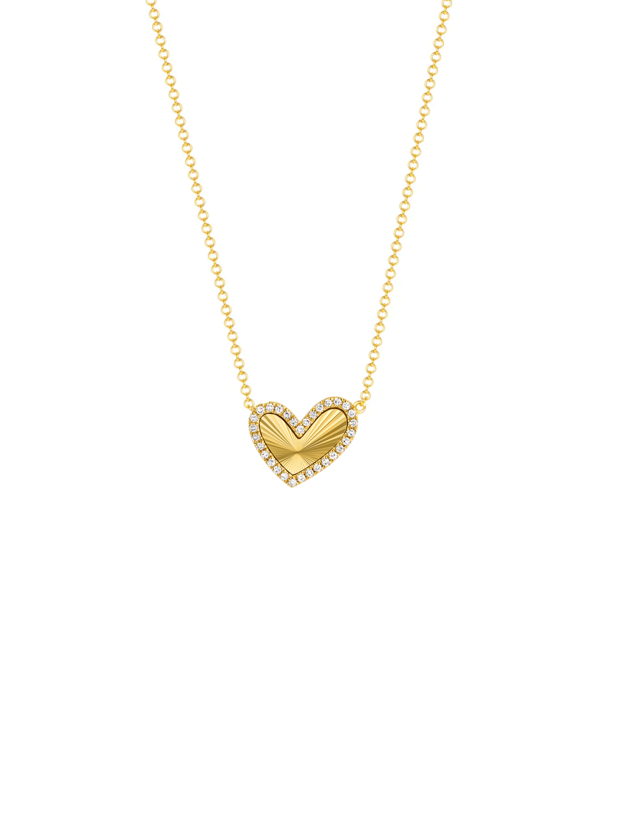 Hailey Heart Fluted Necklace 14K