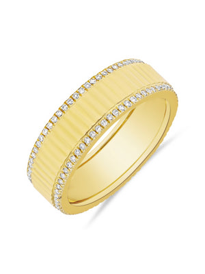 Halo Fluted and Diamond Ring - Eternity 14K