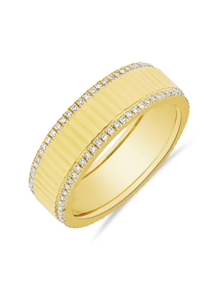 Halo Fluted and Diamond Ring - Eternity 14K