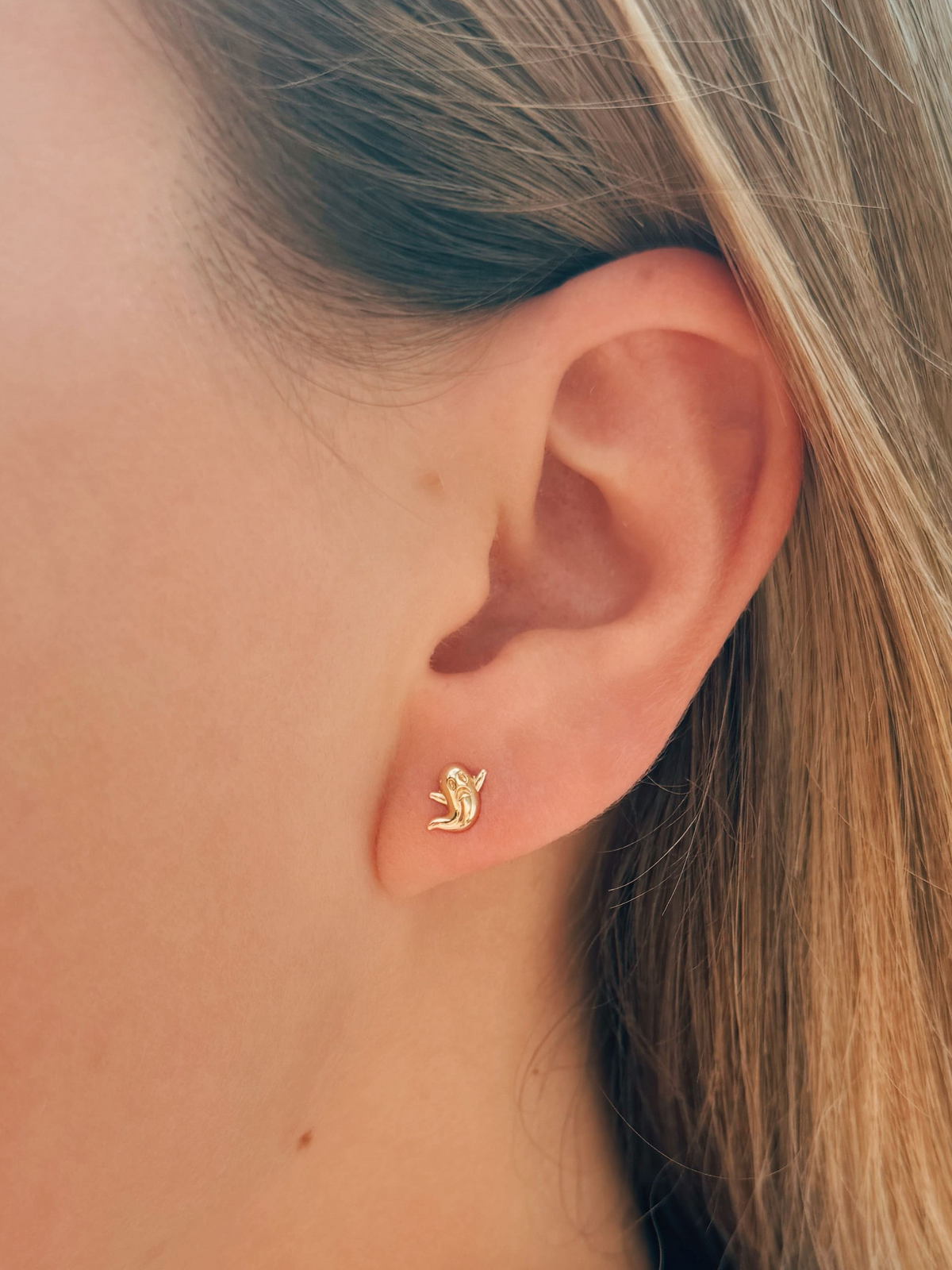 Kid Ghost Stud Earrings 14K