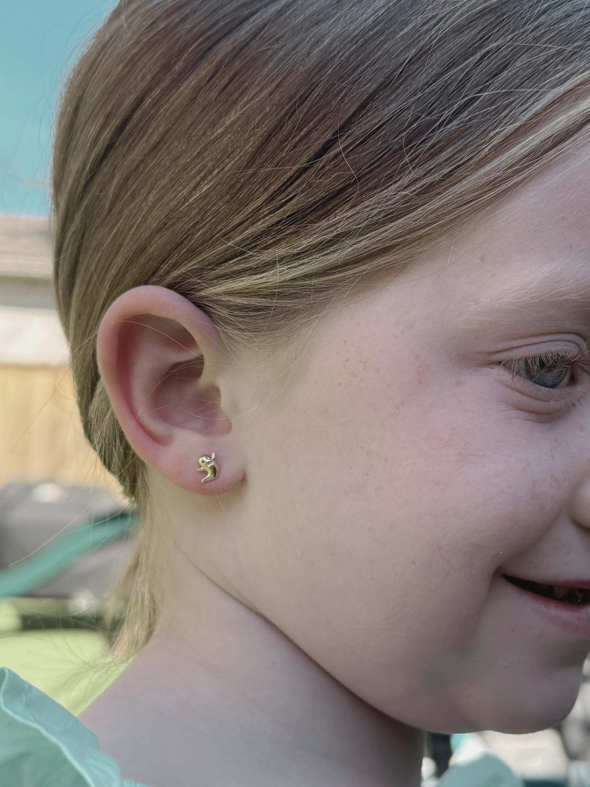 Kid Ghost Stud Earrings 14K