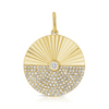 Half & Half Diamond Disc Pendant Necklace 14K