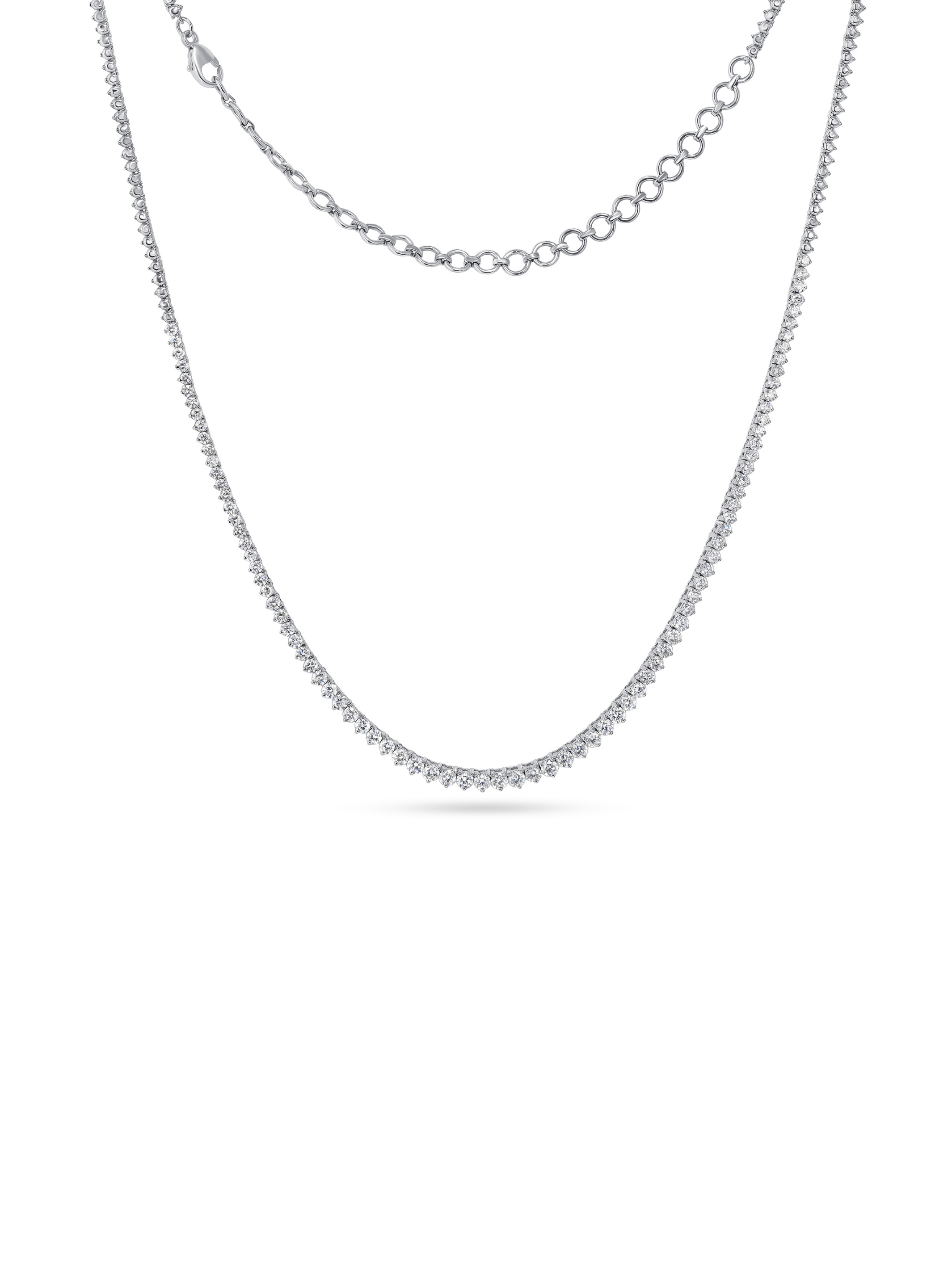 Graduated Diamond Tennis Necklace 14K - Halfway