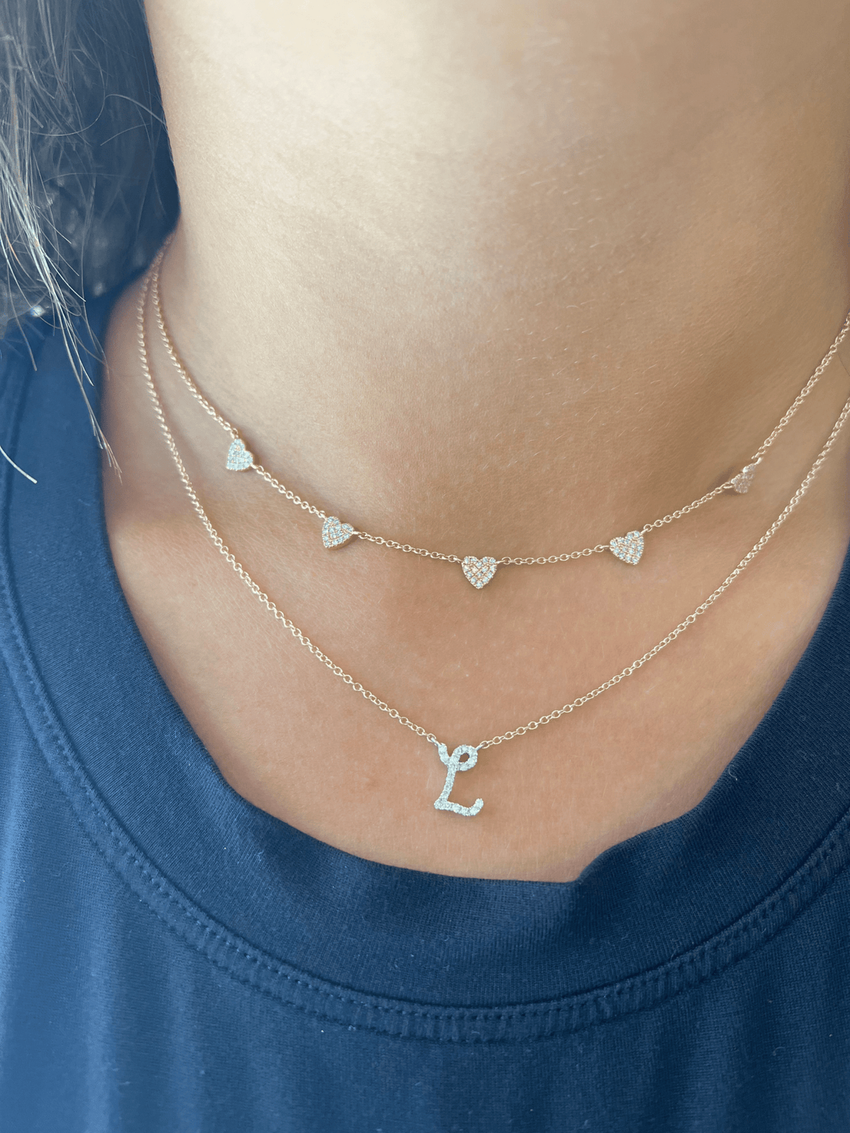 Hallie Diamond Heart Necklace 14K - LeMel