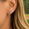 Harper Heart Pink Sapphire Drop Stud Earrings 14K