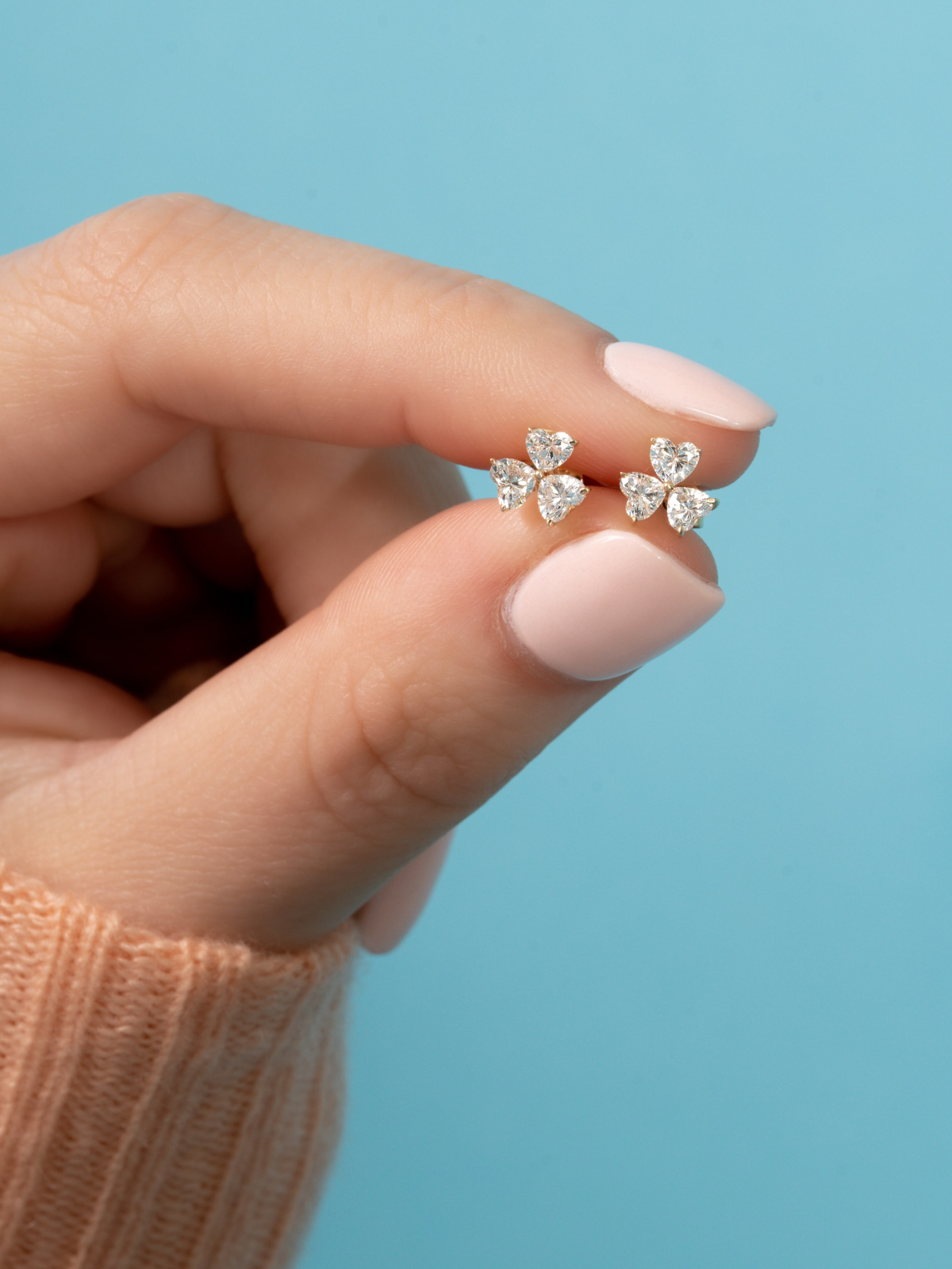 Ava Trio Heart Diamond Stud Earring 14K