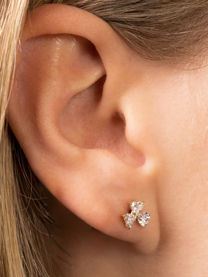 Ava Trio Heart Diamond Stud Earring 14K