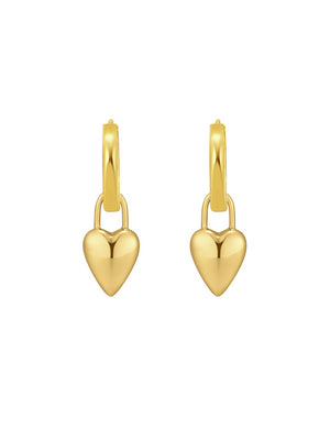Lucy Heart Charm Huggie Earrings