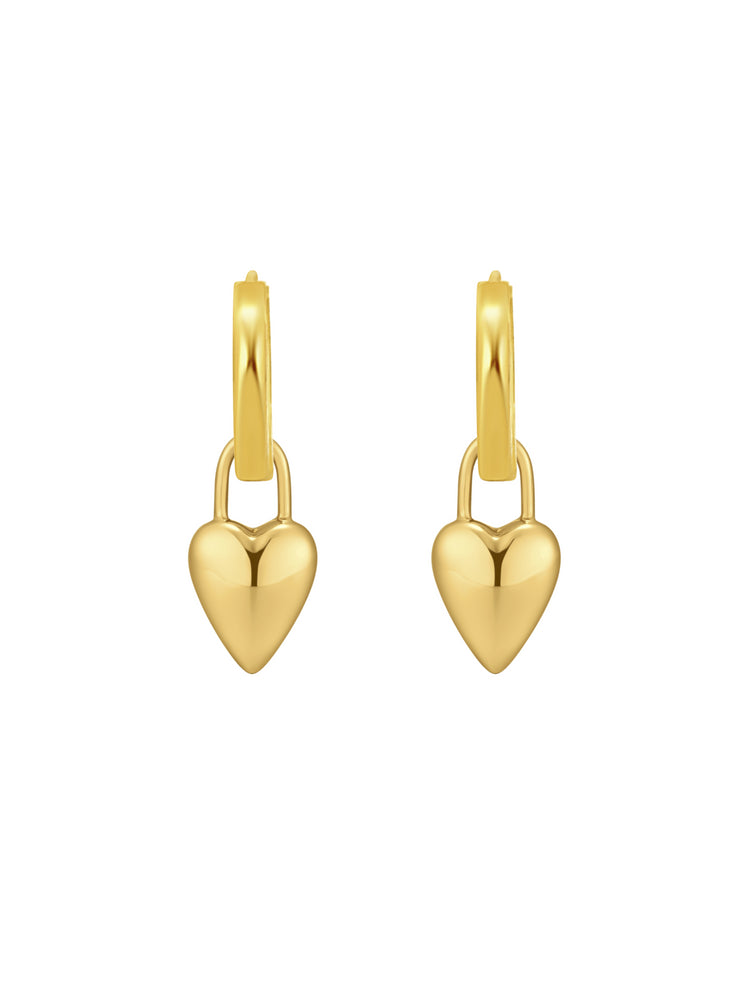 Lucy Heart Charm Huggie Earrings