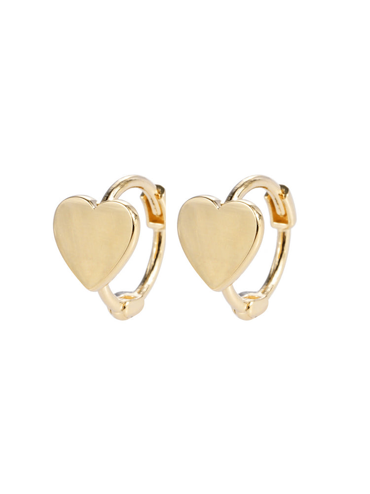 Charm Me Heart Huggie Earrings 10K