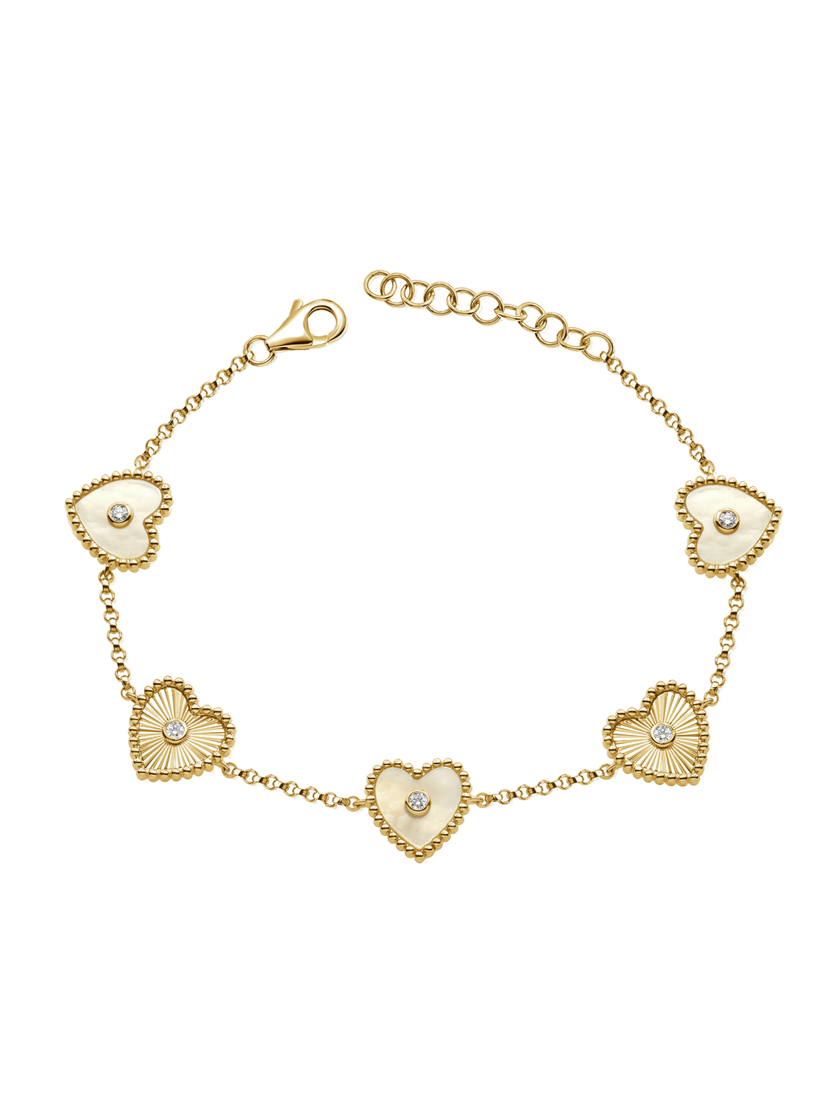 Maya Mother of Pearl Heart Bracelet 14K