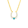 Horse Shoe Turquoise and Diamond Necklace 14K