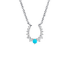Horse Shoe Turquoise and Diamond Necklace 14K