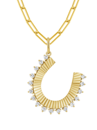 Horse Shoe Diamond Pendant Necklace 14K