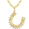 Horse Shoe Diamond Pendant Necklace 14K