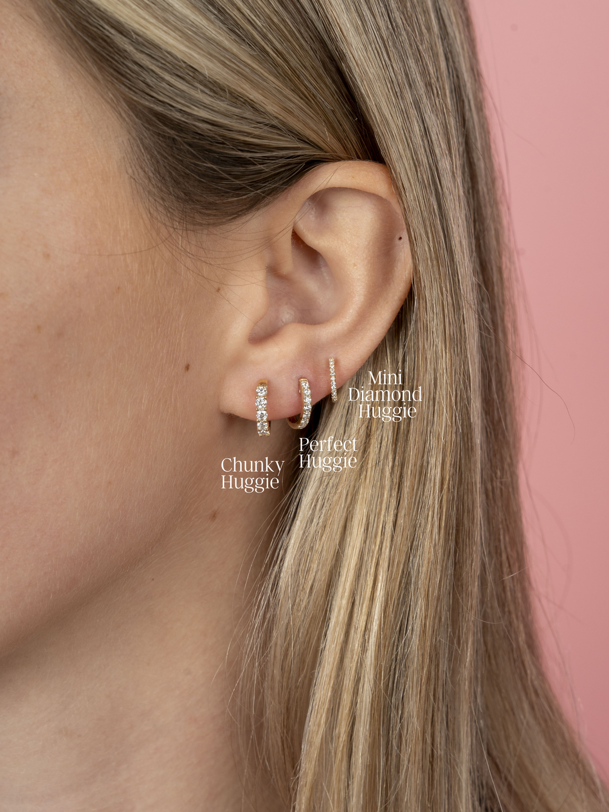 Mini Diamond Huggie Earrings 14K