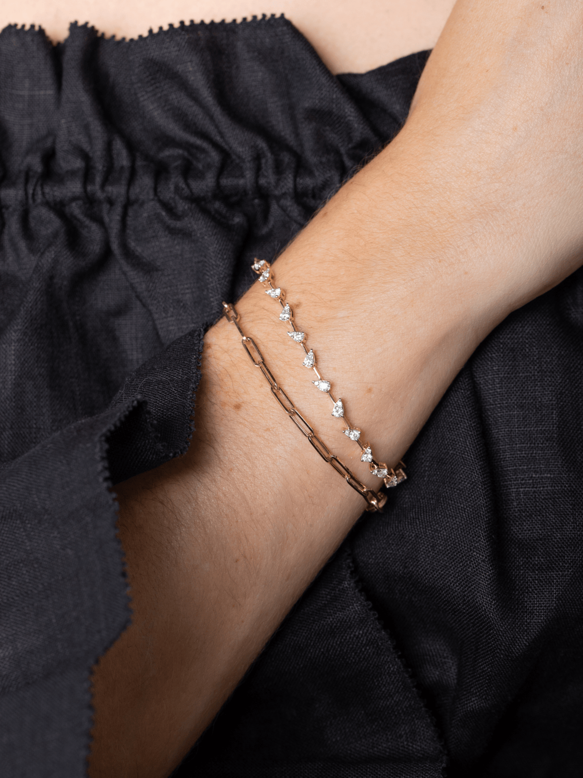 Illusion Pear Diamond Tennis Bracelet 14K - LeMel