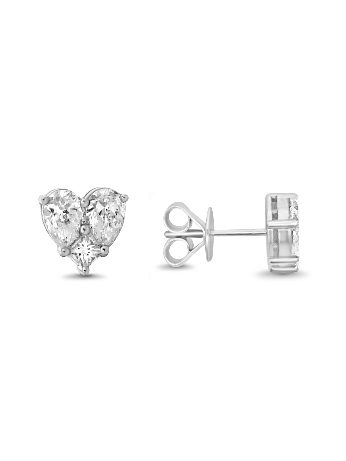 Illusion Heart Stud Earrings 14K