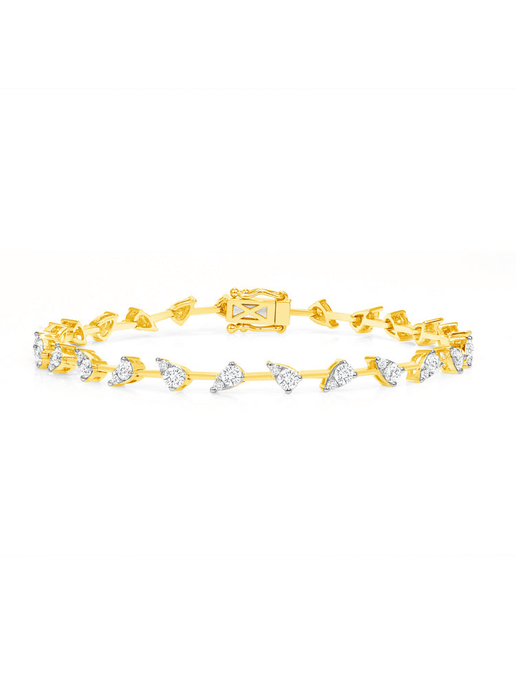 Illusion Pear Diamond Tennis Bracelet 14K