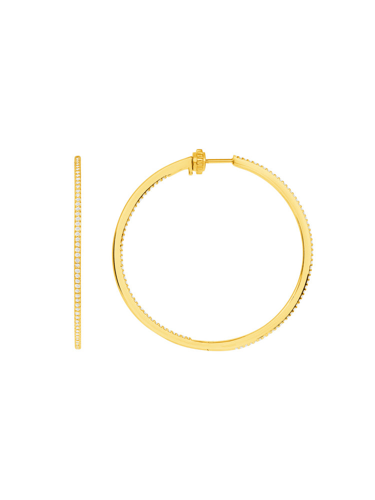 Inside Out Diamond Hoop Earrings 14K