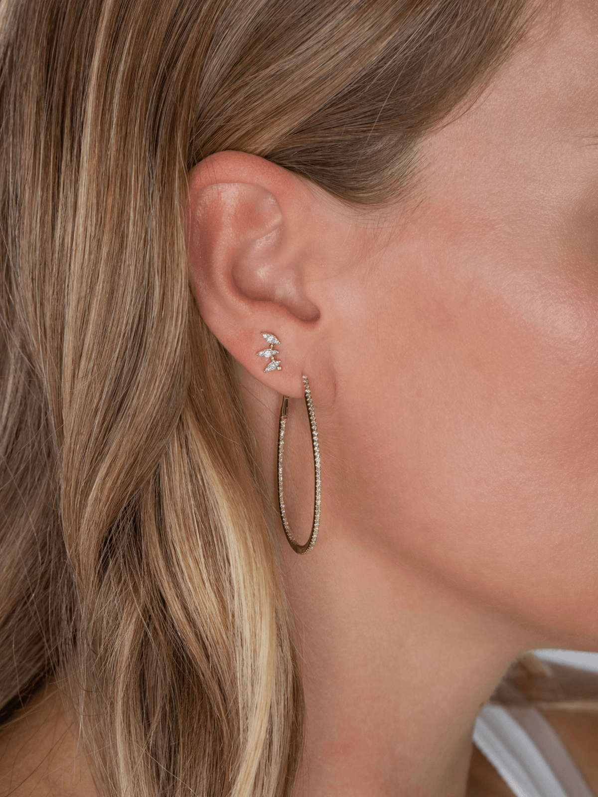 Ivy Inside Out Diamond Hoops 14K - LeMel