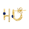 Katie Blue Sapphire Double Bar Huggie Earring 14K