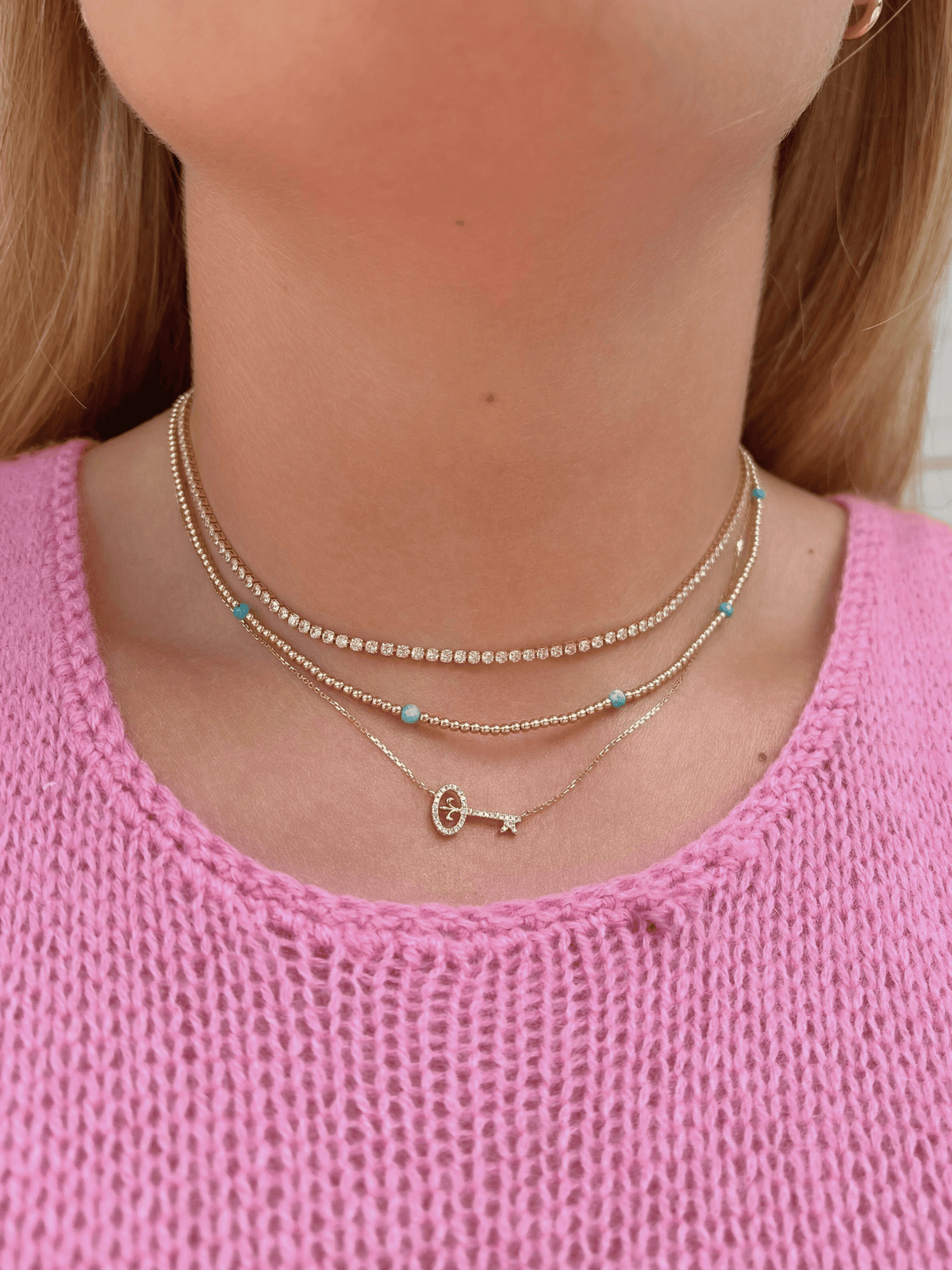 Key Diamond Necklace 14K