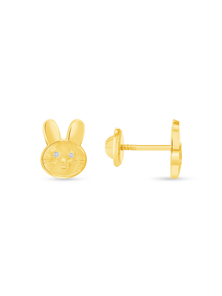 Kid Bunny Rabbit Stud Earrings 9K