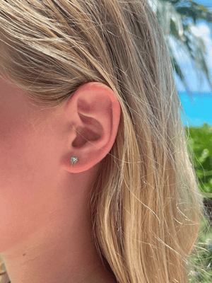 Kid Palm Tree Stud Earrings 14K
